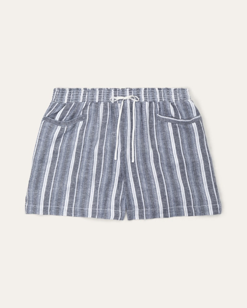 Front of plus size Margo Striped Linen Drawstring Short by BRIGGS | Dia&Co | dia_product_style_image_id:197338